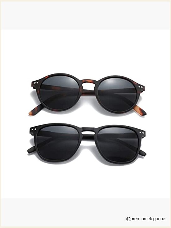 Retro Round & Square Sunglasses 2 Pack UV Protection main image 5